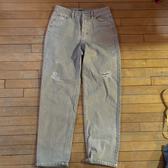 wild fable Denim - EUC Distressed High Rise Straight Khaki colored Jeans